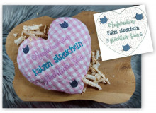 Stickdatei ITH - Herz "Aufwachen - Katze/Katzen/Kater streicheln - Glücklich sein"